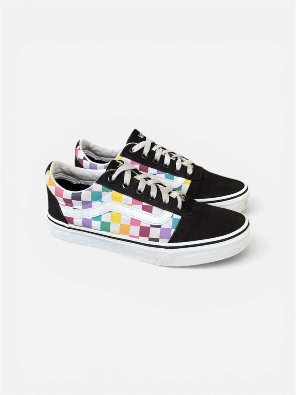 Vans Multicolor Checkerboard Low-Top Sneakers with Black Panels - Picture 2 of 9